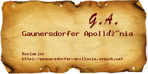 Gaunersdorfer Apollónia névjegykártya
